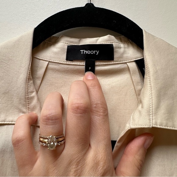 Theory Nude Tan Dolman Poplin Button Down Shirt Dress NEW - Picture 4 of 9